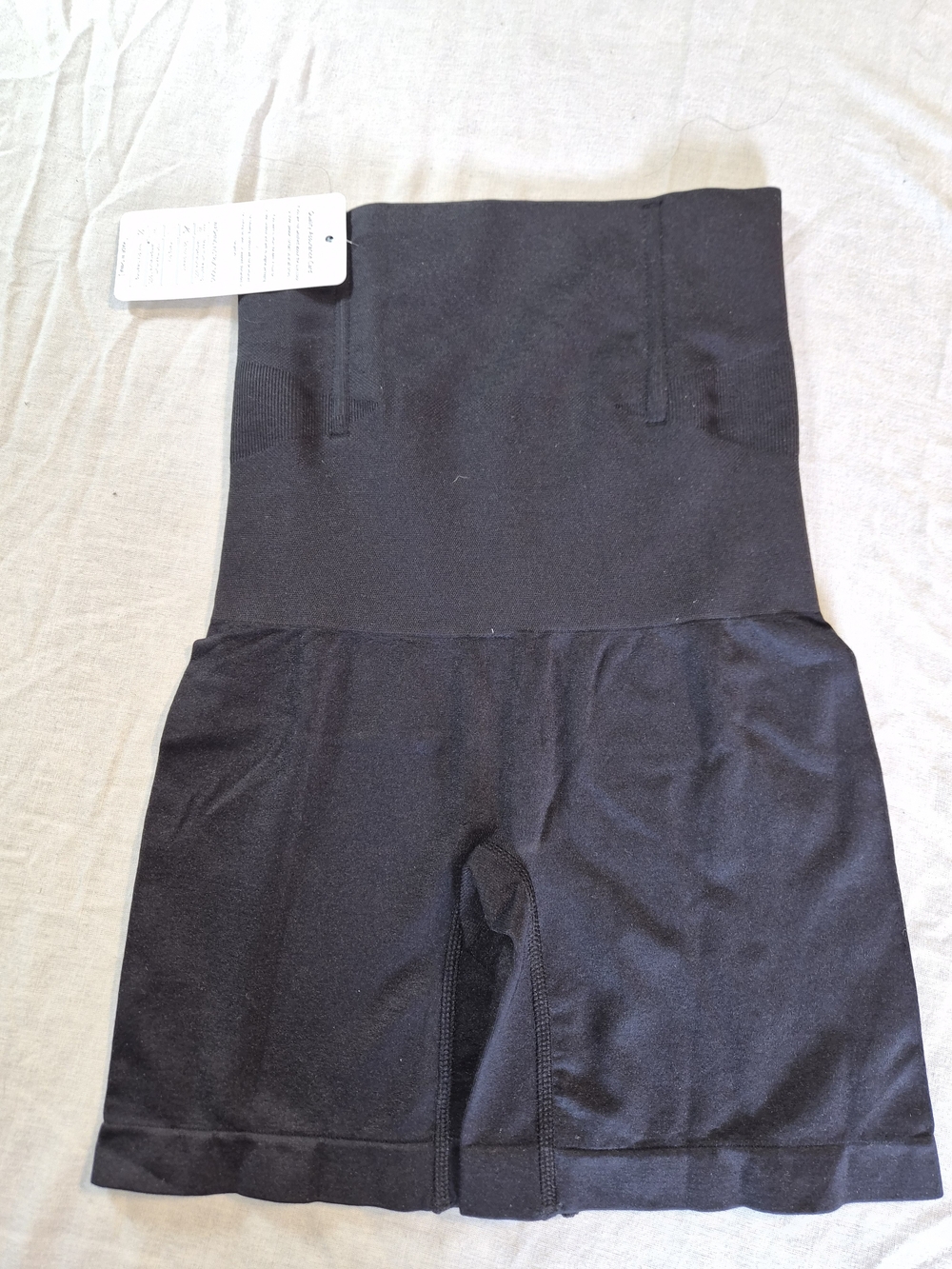 Black High-Waist Shaping Shorts with Mid-Thigh Coverage